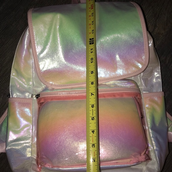 Iridescent Pink Rainbow Full size back pack NWT - Picture 5 of 7